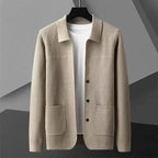 Men's Button-front Ribbed Cardigan Winter Essential Knitwear Khaki
