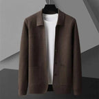 Men's Button-front Ribbed Cardigan Winter Essential Knitwear Brown
