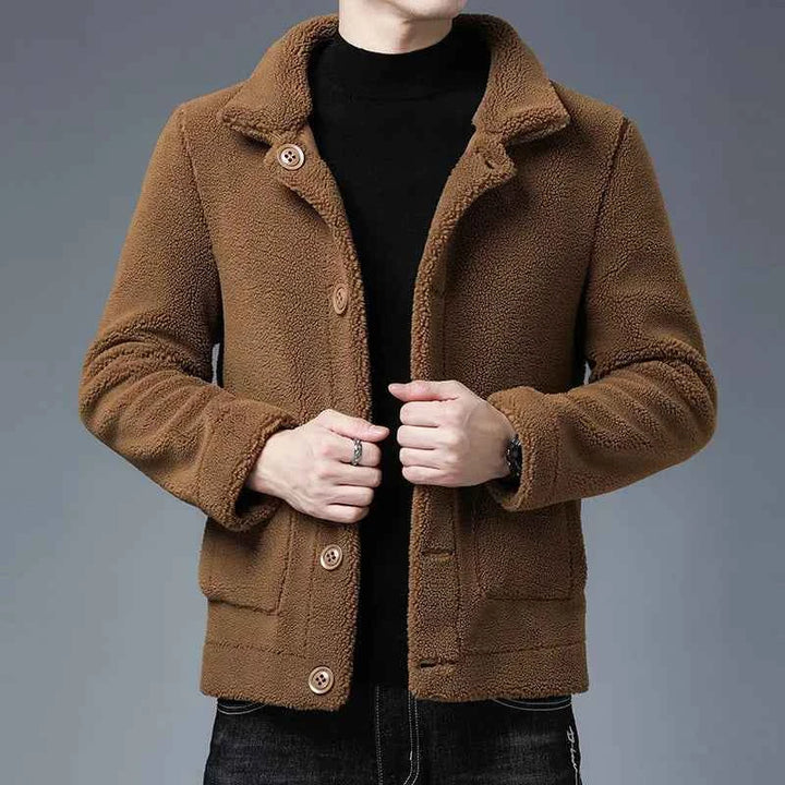 Men's Regular Fit Sherpa Jacket | Fleece Collared Button Front Design