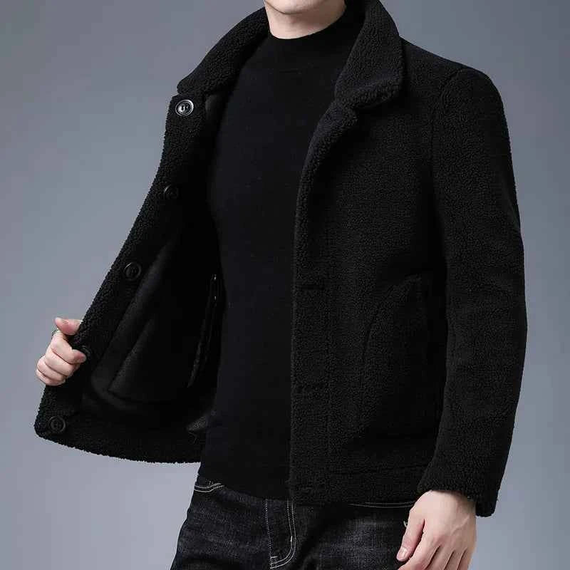 Men's Regular Fit Sherpa Jacket | Fleece Collared Button Front Design