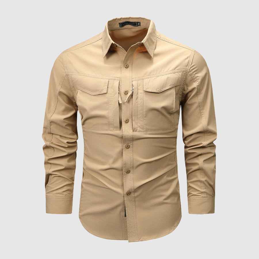 Men's Regular Fit Utility Shirt | Collared Long Sleeve Shirt