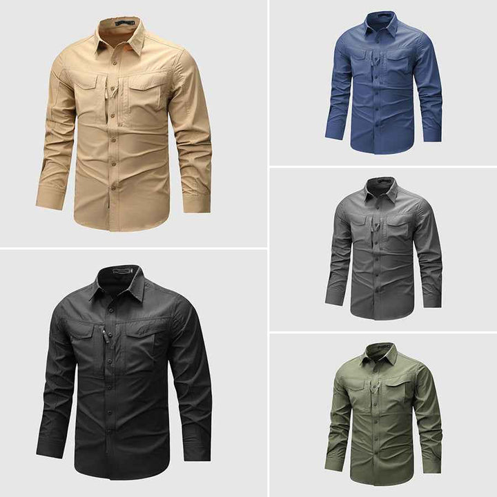 Men's Regular Fit Utility Shirt | Collared Long Sleeve Shirt All 5 Colors (SAVE $70)