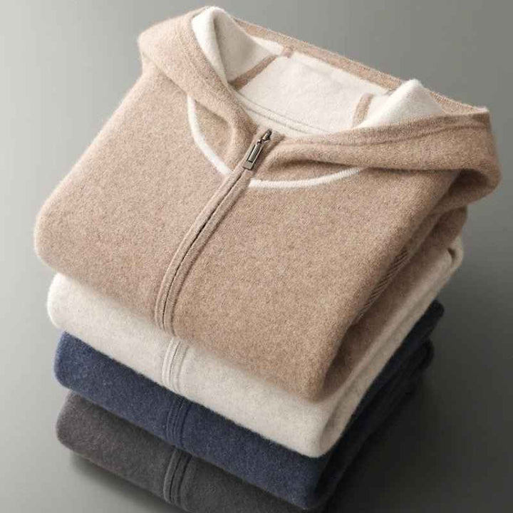 Men's Regular Fit Zip Front Hoodie with Contrast Trim