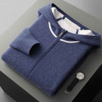 Men's Zip-front Hoodie Winter Essential Knitwear Collection Royal Blue