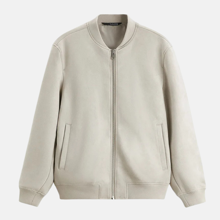 Men's Relaxed Fit Bomber Jacket | Stand Collar Hip-Length Design Gray