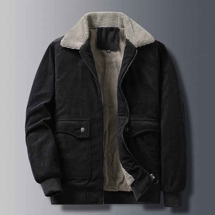 Men's Relaxed Fit Bomber Jacket | Zipper Front Collar Design Black