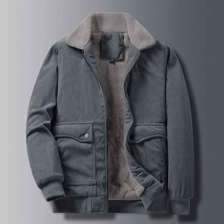 Men's Relaxed Fit Bomber Jacket | Zipper Front Collar Design Grey