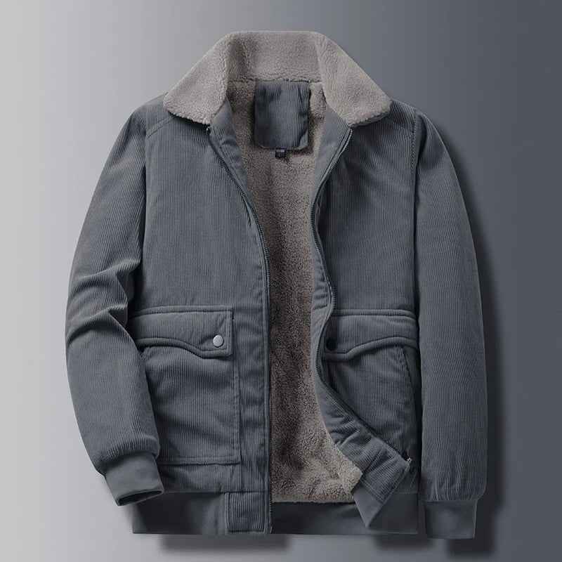 Men's Relaxed Fit Bomber Jacket | Zipper Front Collar Design Grey