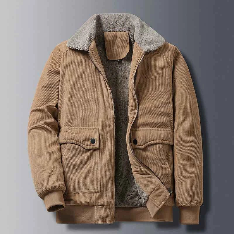 Men's Relaxed Fit Bomber Jacket | Zipper Front Collar Design Khaki