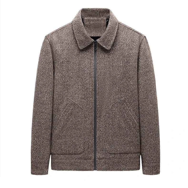 Men's Relaxed Fit Collared Jacket | Zipper Front Hip-Length Design