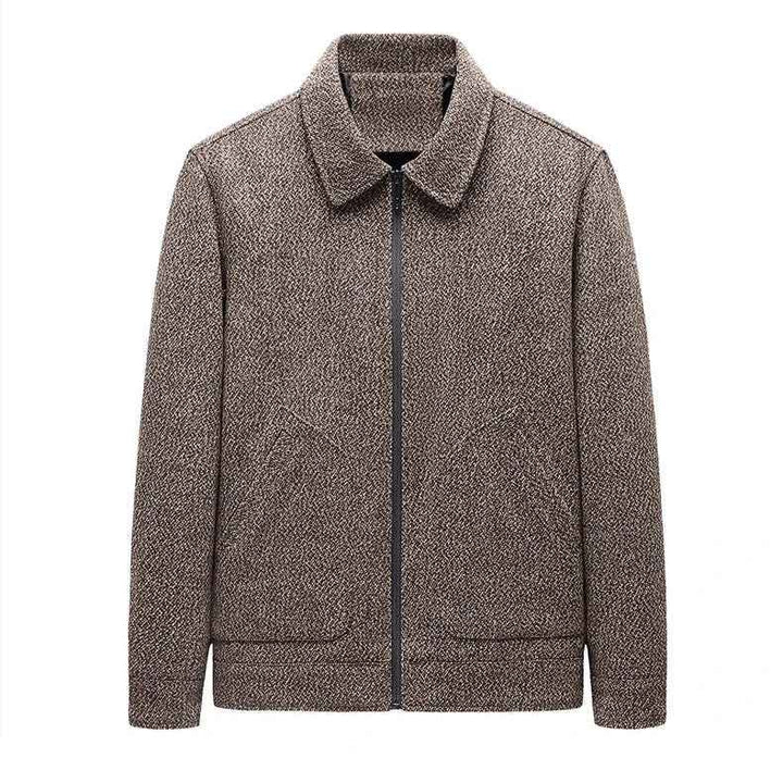 Men's Relaxed Fit Collared Jacket | Zipper Front Hip-Length Design