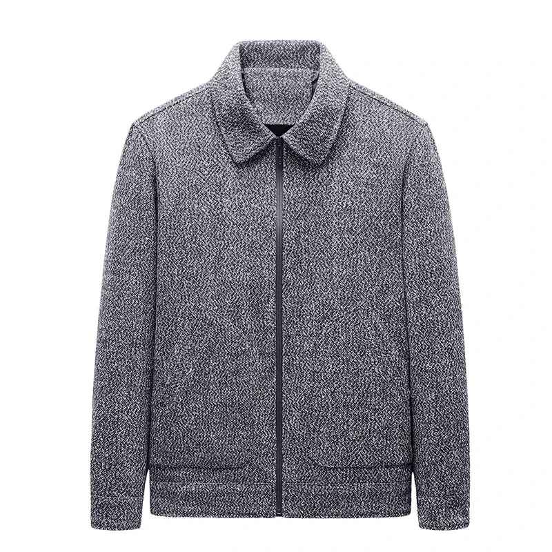 Men's Relaxed Fit Collared Jacket | Zipper Front Hip-Length Design