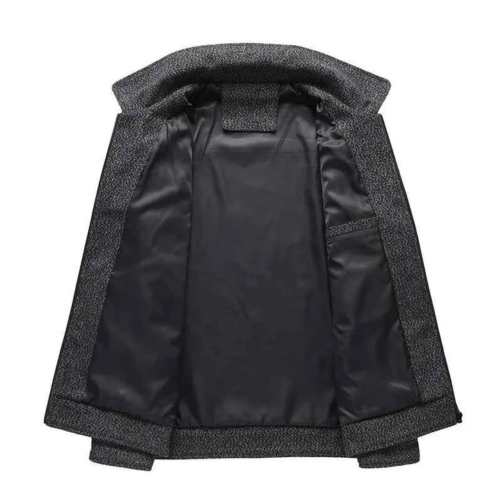 Men's Relaxed Fit Collared Jacket | Zipper Front Hip-Length Design