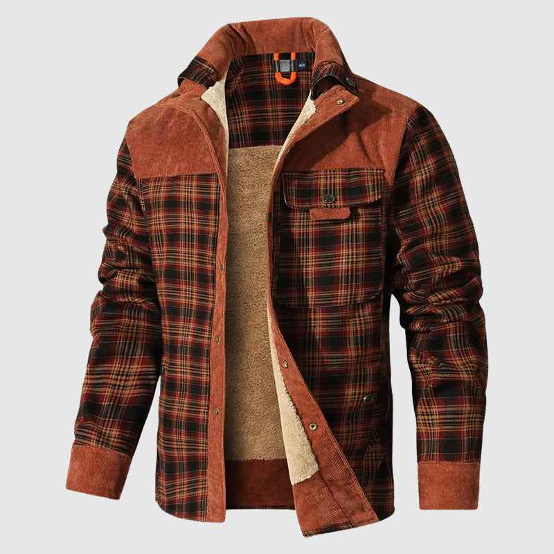 Men's Relaxed Fit Collared Shirt Jacket Brown