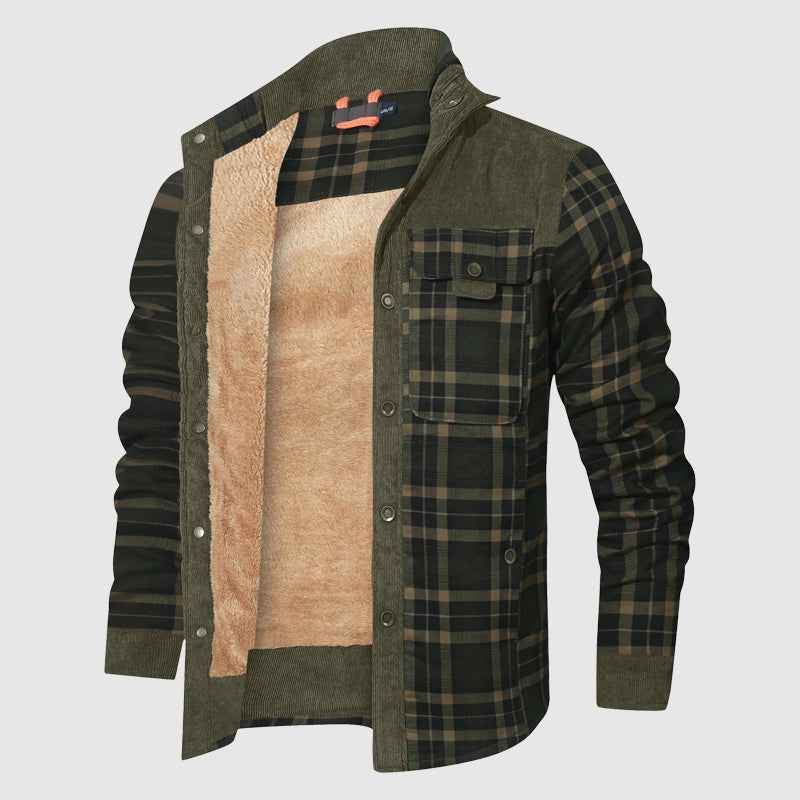 Men's Relaxed Fit Collared Shirt Jacket Green