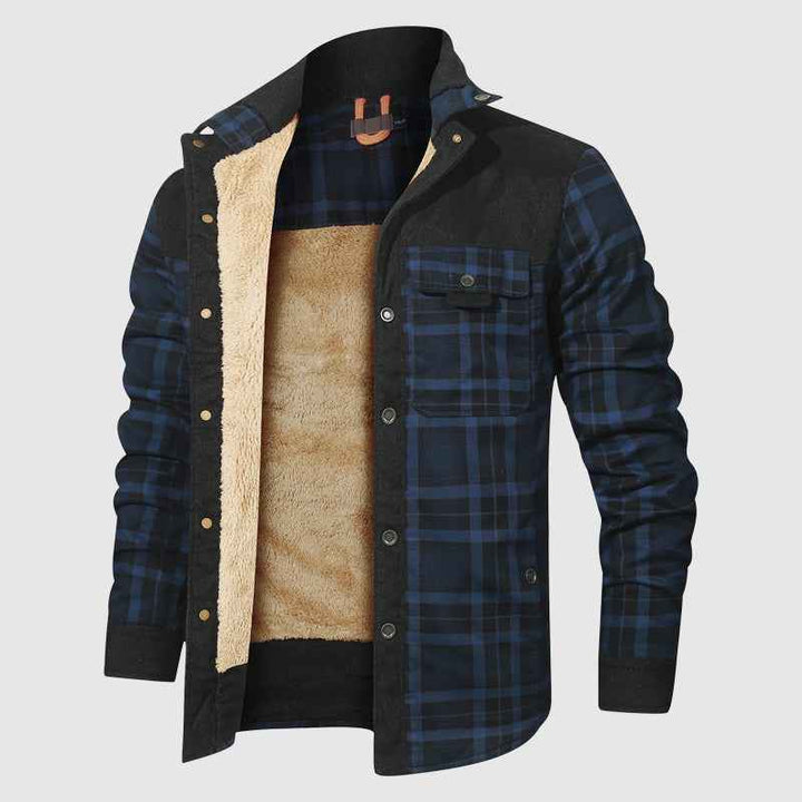 Men's Relaxed Fit Collared Shirt Jacket Blue