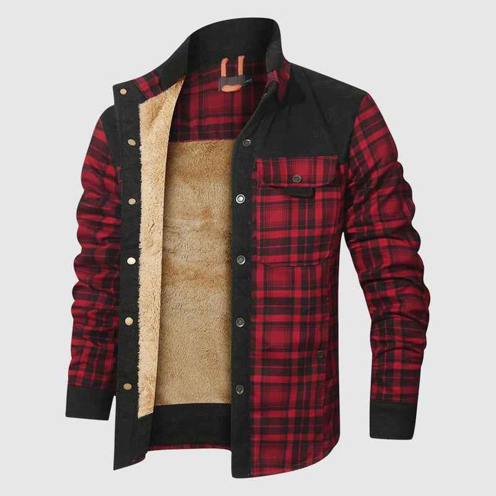 Men's Relaxed Fit Collared Shirt Jacket Red