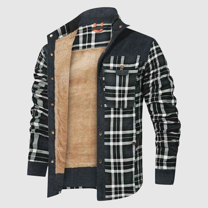 Men's Relaxed Fit Collared Shirt Jacket Black