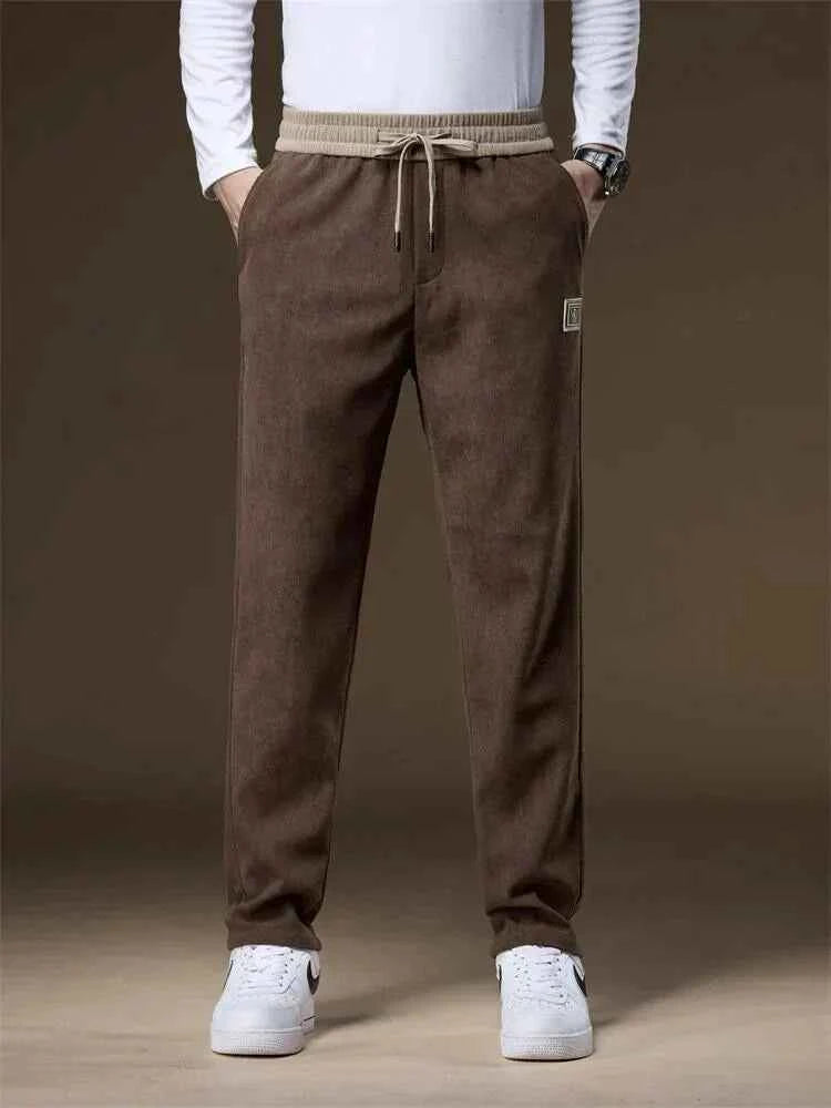 Men's Relaxed Fit Joggers with Elastic Waistband and Side Pockets Coffee