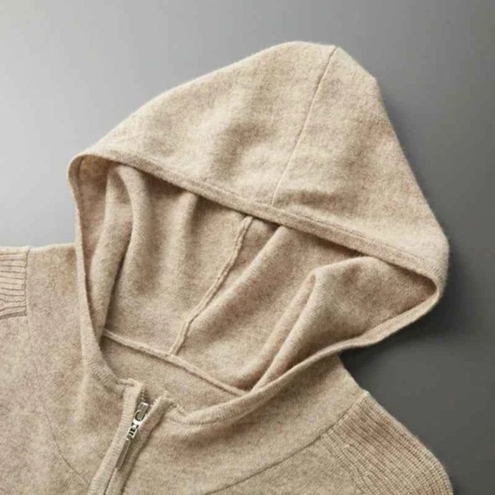 Men's Relaxed Fit Jogging Suit – Soft Luxury Fabric Hoodie with Zipper – Ribbed Cuffs