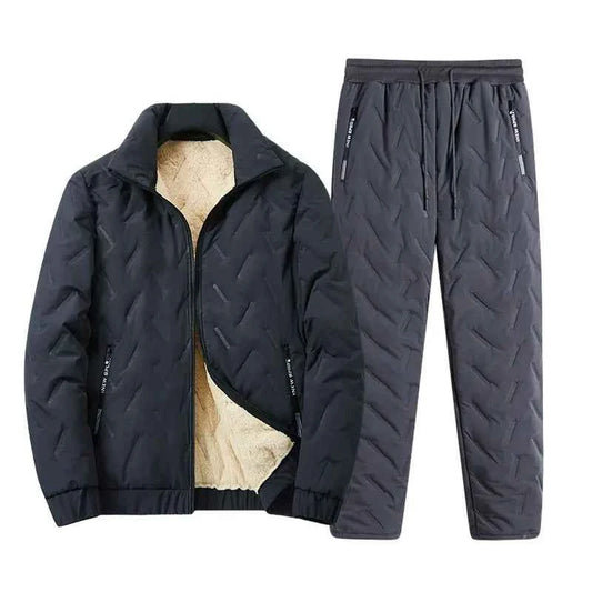 Men's Quilted Wool Relaxed Fit Padded Jacket Winter Essential Grey