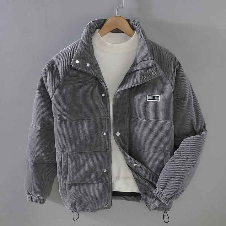 Men's Relaxed Fit Quilted Puffer Jacket | Hip-Length Outerwear Gray