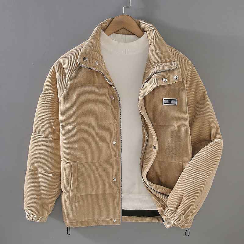 Men's Relaxed Fit Quilted Puffer Jacket | Hip-Length Outerwear Khaki