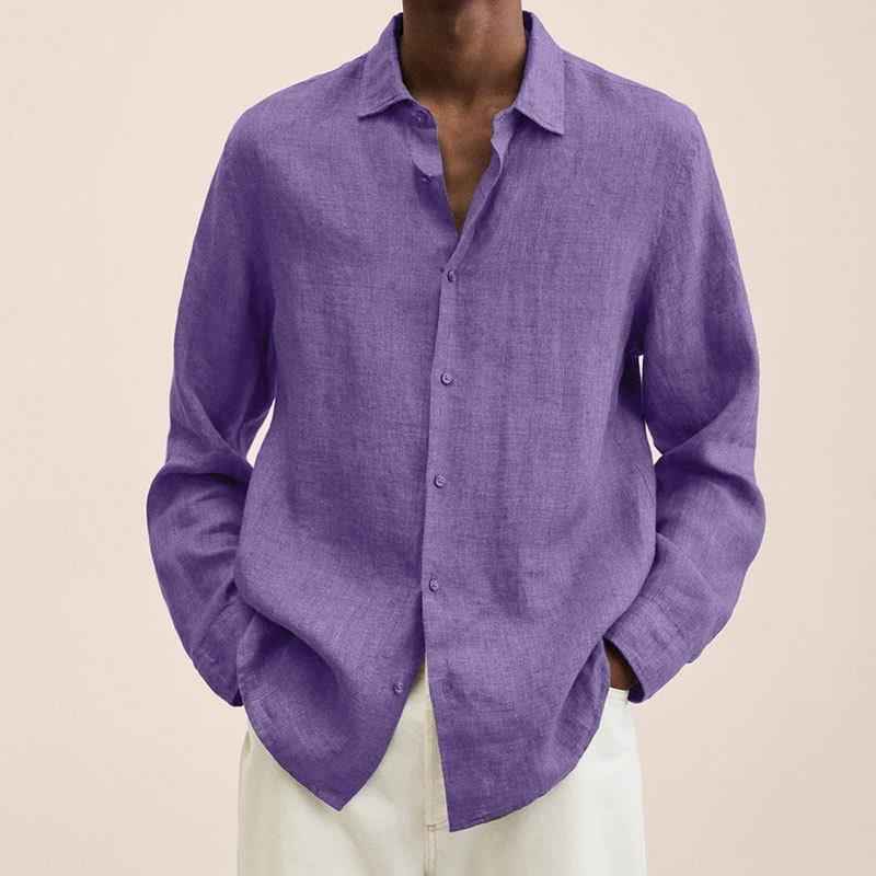 Men's Relaxed Fit Shirt – Breathable Natural Fabric – Casual Style Purple