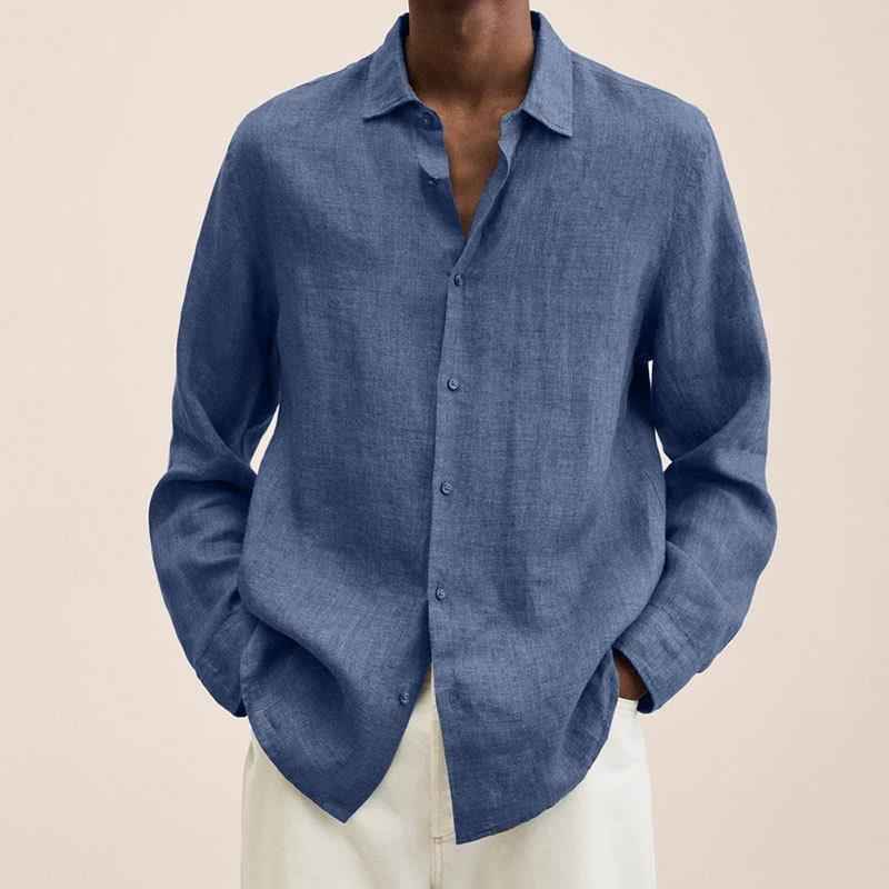 Men's Relaxed Fit Shirt – Breathable Natural Fabric – Casual Style Blue