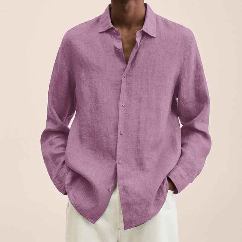Men's Relaxed Fit Shirt – Breathable Natural Fabric – Casual Style Pink