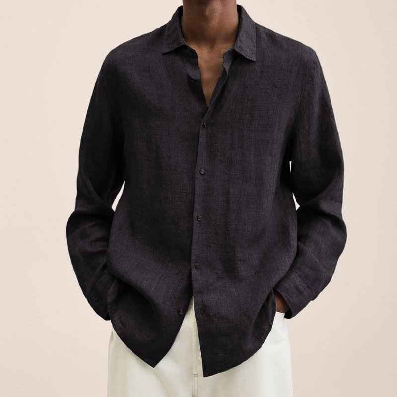 Men's Relaxed Fit Shirt – Breathable Natural Fabric – Casual Style Black