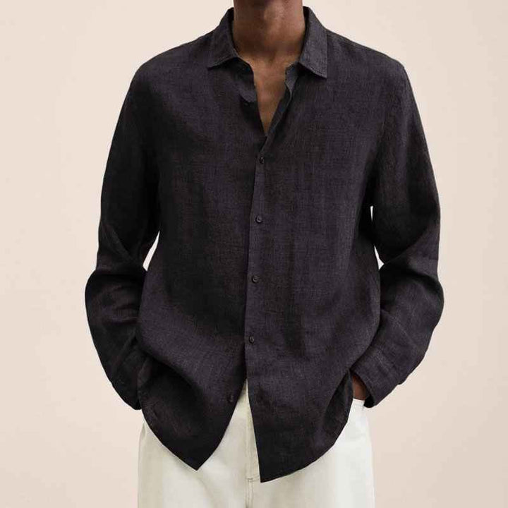 Men's Relaxed Fit Shirt – Breathable Natural Fabric – Casual Style Black