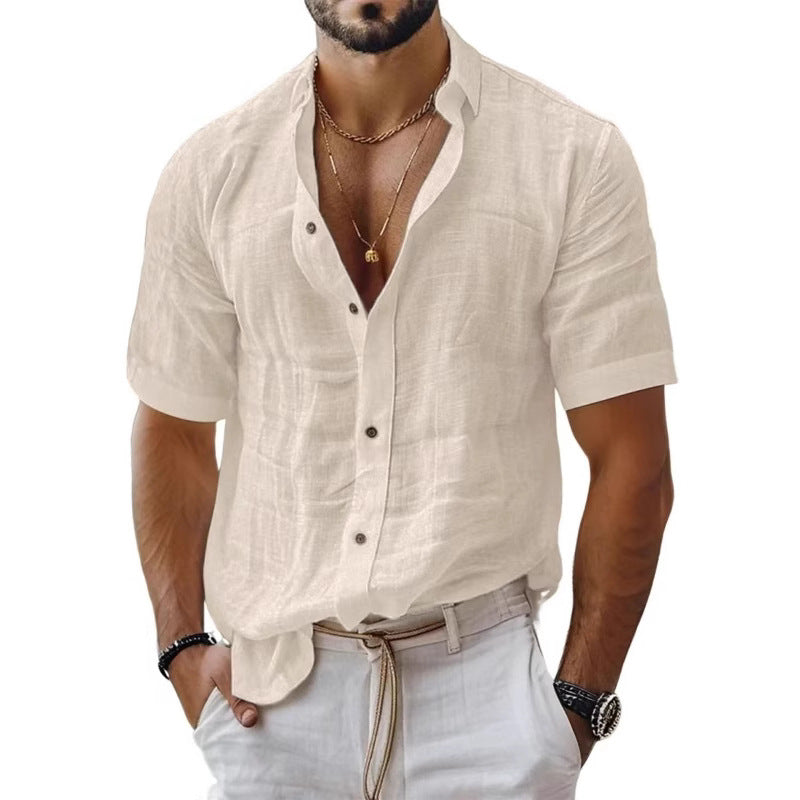 Men's Relaxed Fit Shirt – Breathable Short Sleeve with Chest Pocket Khaki