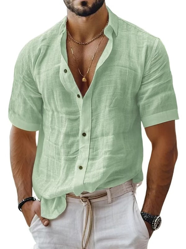 Men's Relaxed Fit Shirt – Breathable Short Sleeve with Chest Pocket Green
