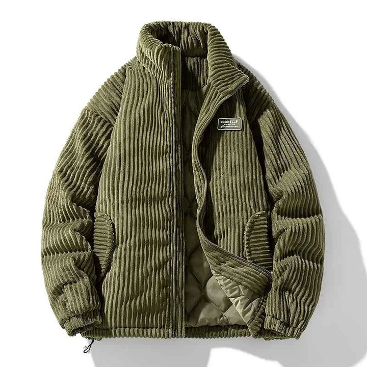 Men's Relaxed Fit Stand Collar Zip Jacket Green