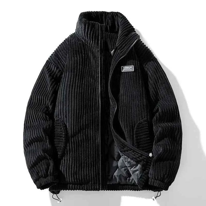 Men's Relaxed Fit Stand Collar Zip Jacket Black