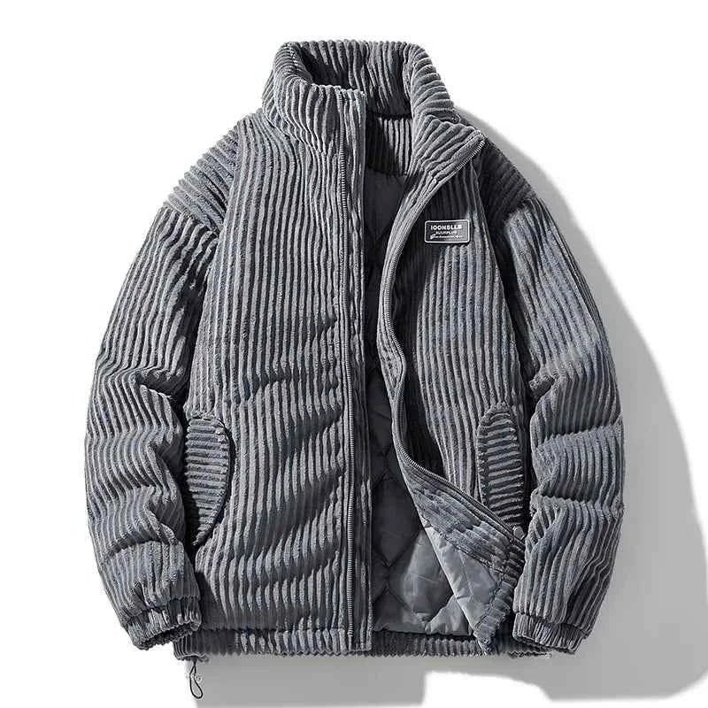Men's Relaxed Fit Stand Collar Zip Jacket Gray