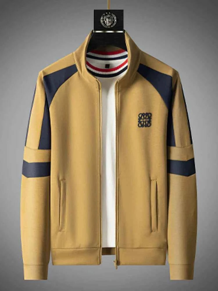 Men's Relaxed Fit Tracksuit – Zip-Up Jacket with Stand-Up Collar & Straight Jogging Pants