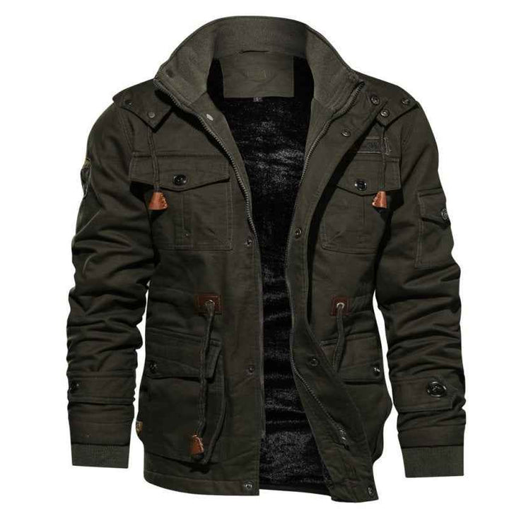 Men's Relaxed Fit Utility Jacket with Lined Snap Placket Green