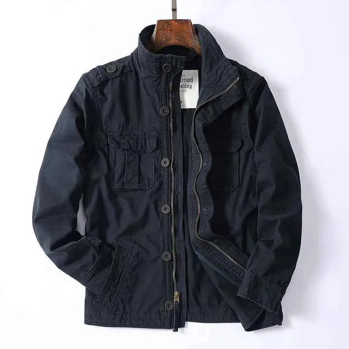 Men's Retro Denim Cargo Jacket Navy Blue