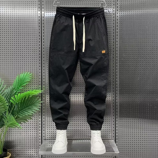 Men's Retro Japanese Style Cotton Jogger Pants - Comfortable Workwear Black