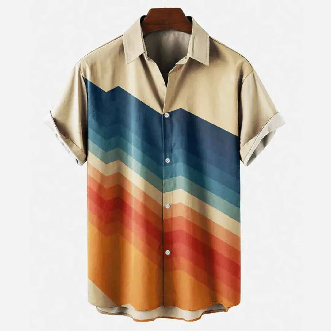 Men's Retro Linen Button-Down Shirt Beige