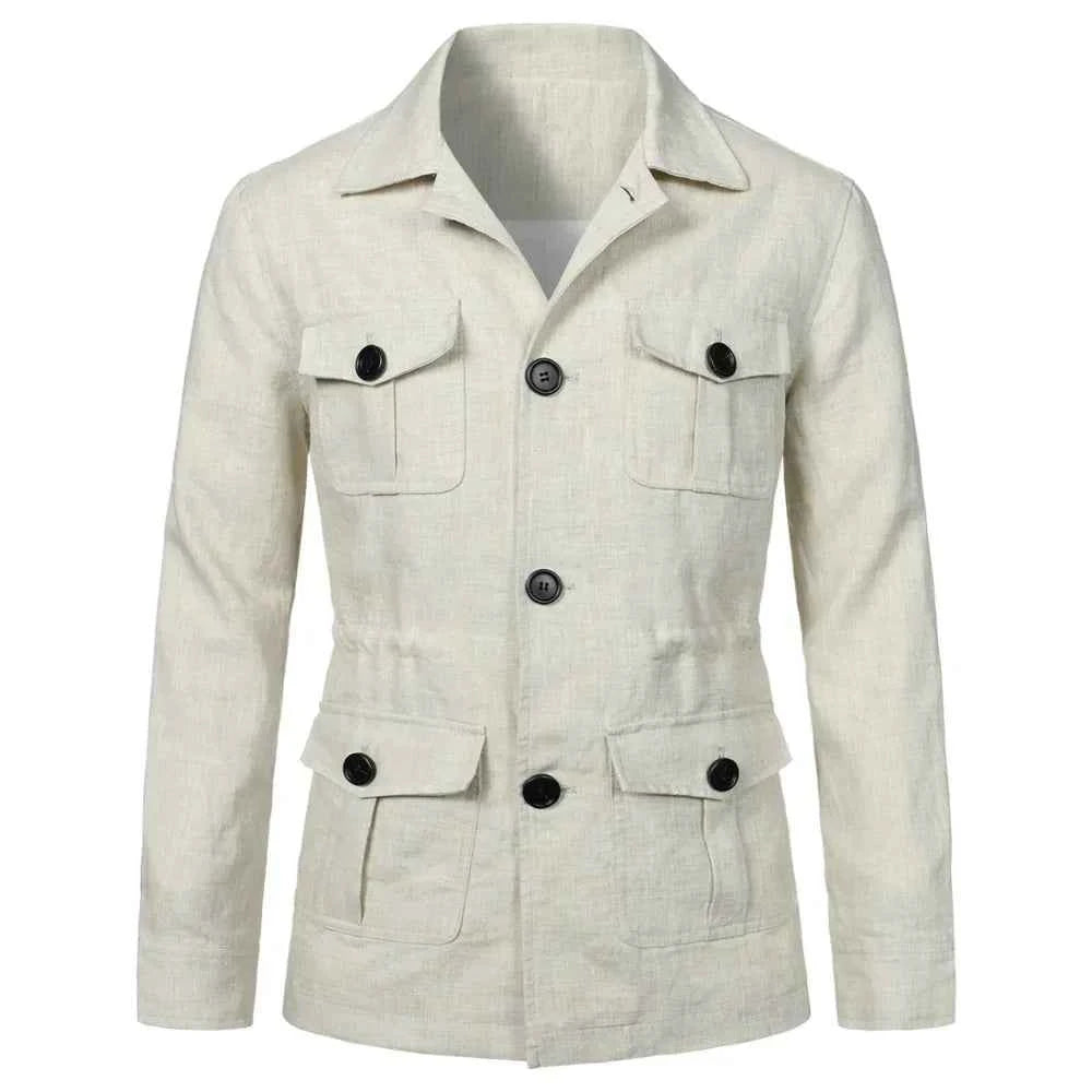 Men's Retro Linen Safari Jacket - British Style
