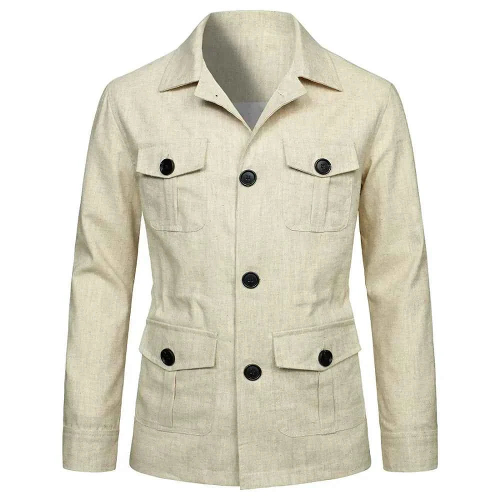 Men's Retro Linen Safari Jacket - British Style