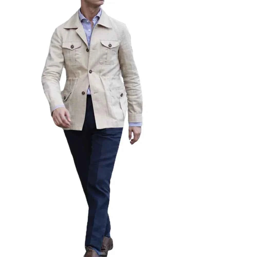 Men's Retro Linen Safari Jacket - British Style