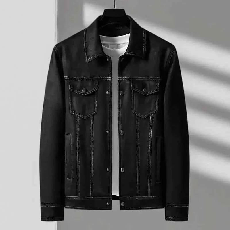 Men's Retro Suede Jacket with Button Front Midnight Black
