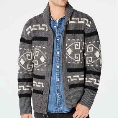 Men’s Reversible Wool-Touch Knit Jacket Grey