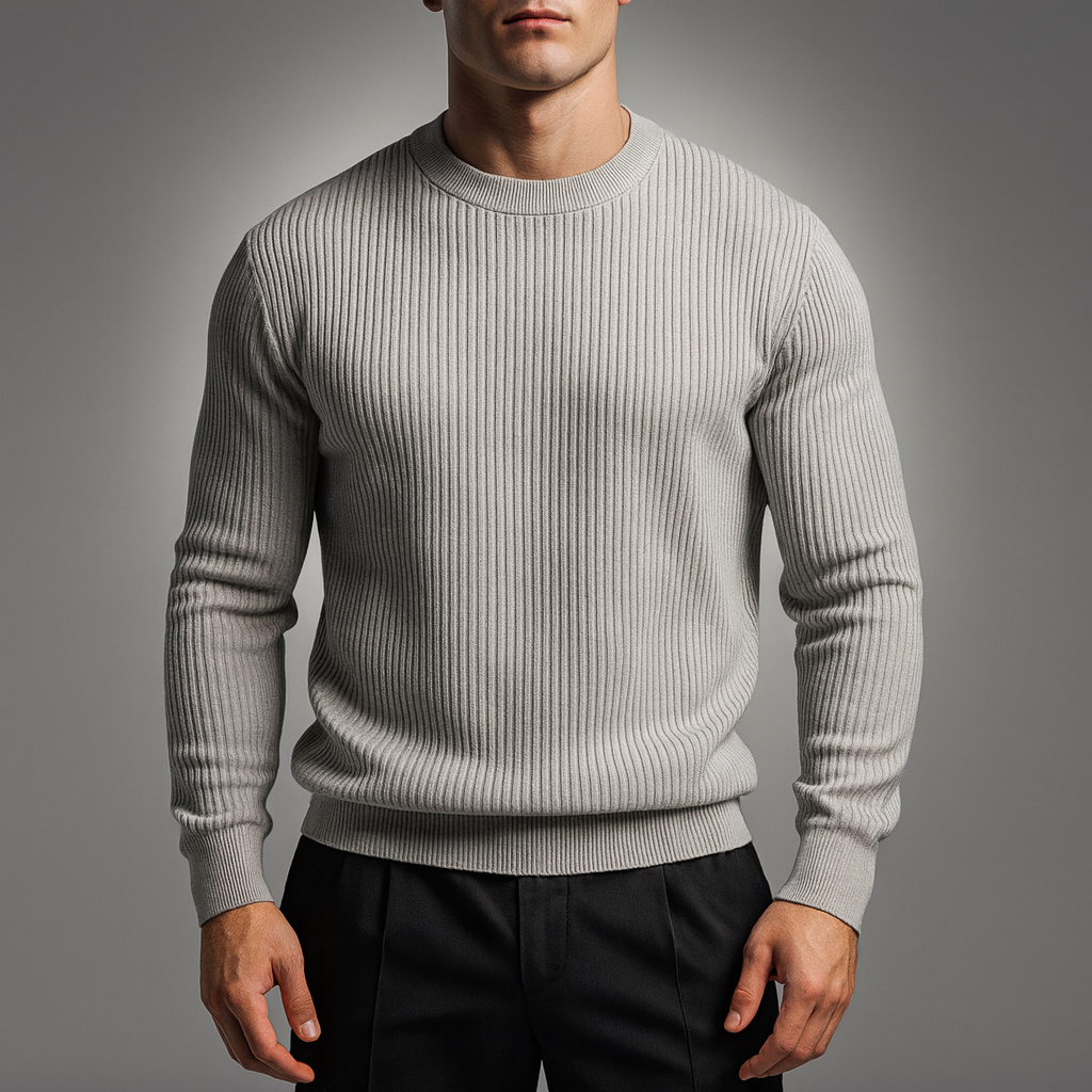 Men's Rib-Knit Sweater Light Gray