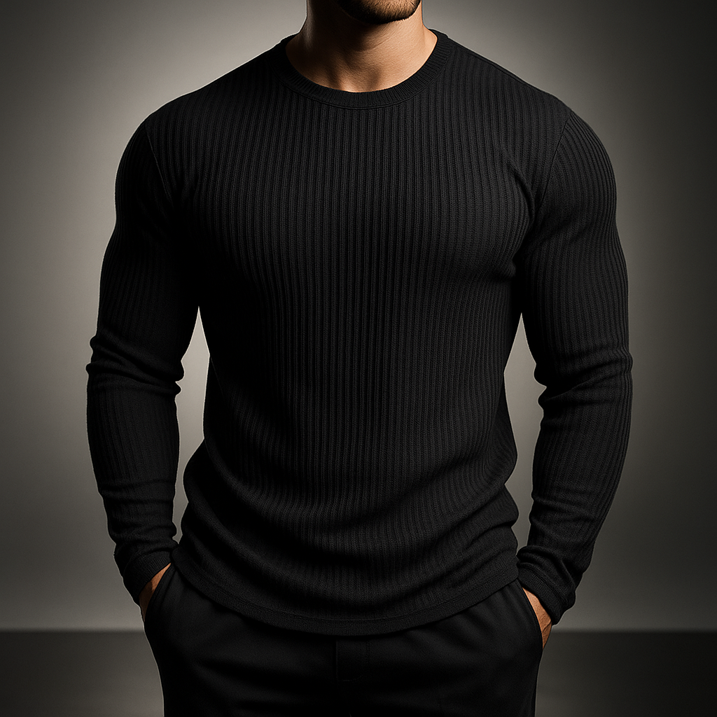 Men's Rib-Knit Sweater - Stylish and Comfortable Black