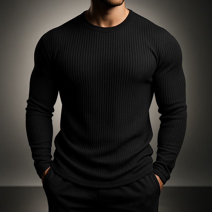 Men's Rib-Knit Sweater - Stylish and Comfortable Black